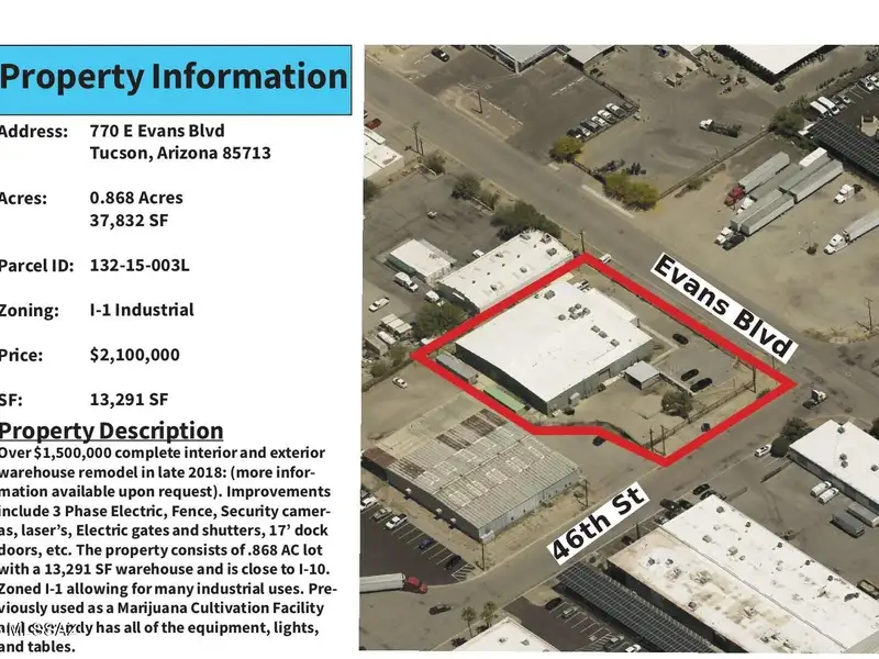 Remodeled 13,291 Sf Warehouse on .868 Ac Lot Near I-10, Zoned I-1