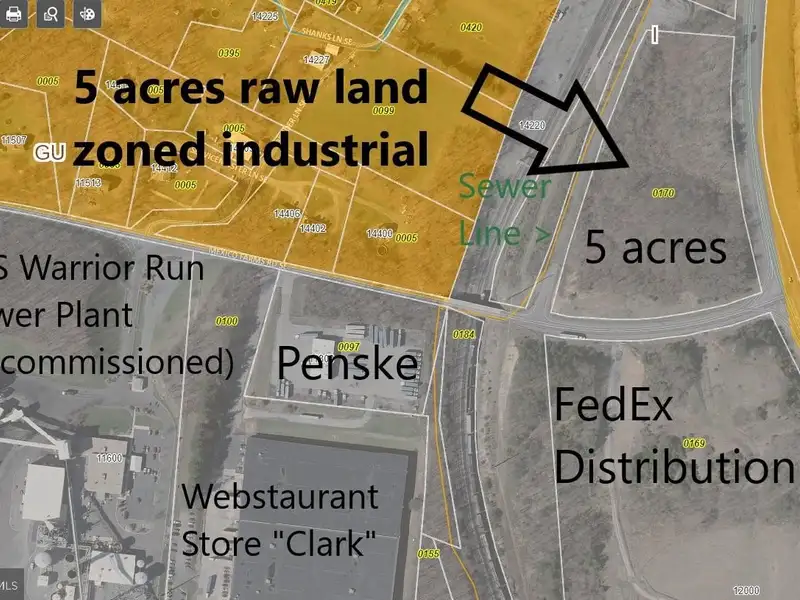 Five Acres of Raw Industrial Land at Signalized Corner Near Cumberland, Md