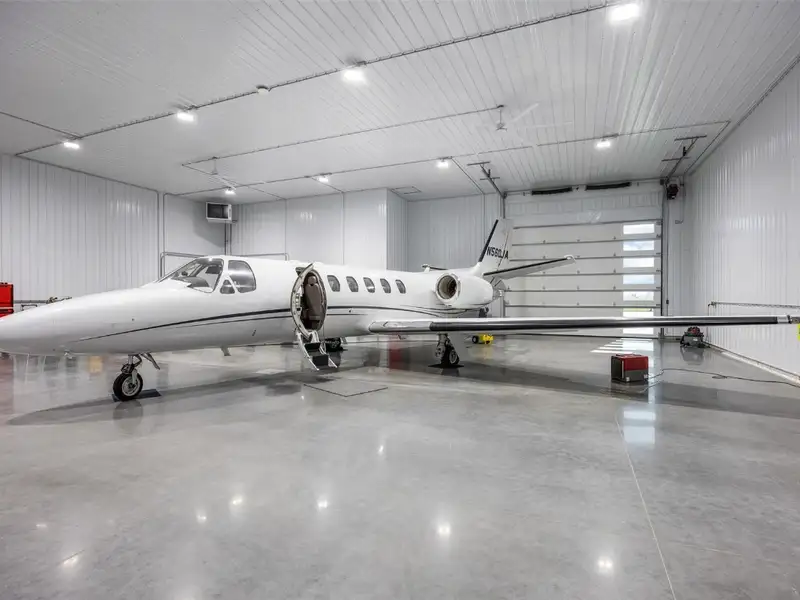 Luxury Commercial Airplane Hangar in Marion Aircom Park with Private Runway Access