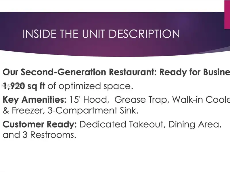 Second-generation Restaurant for Sale in High-traffic Miami Gardens Plaza
