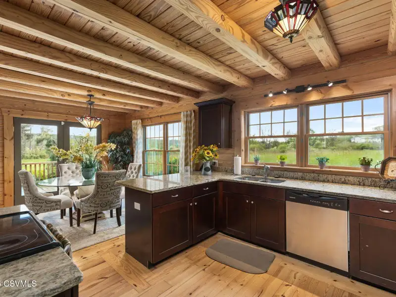 Commercial Log Home on 2 Acres with 3 Bedrooms and Scenic Views