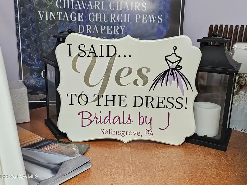 Downtown Selinsgrove Bridal Shop with Display Rooms and Off-street Parking