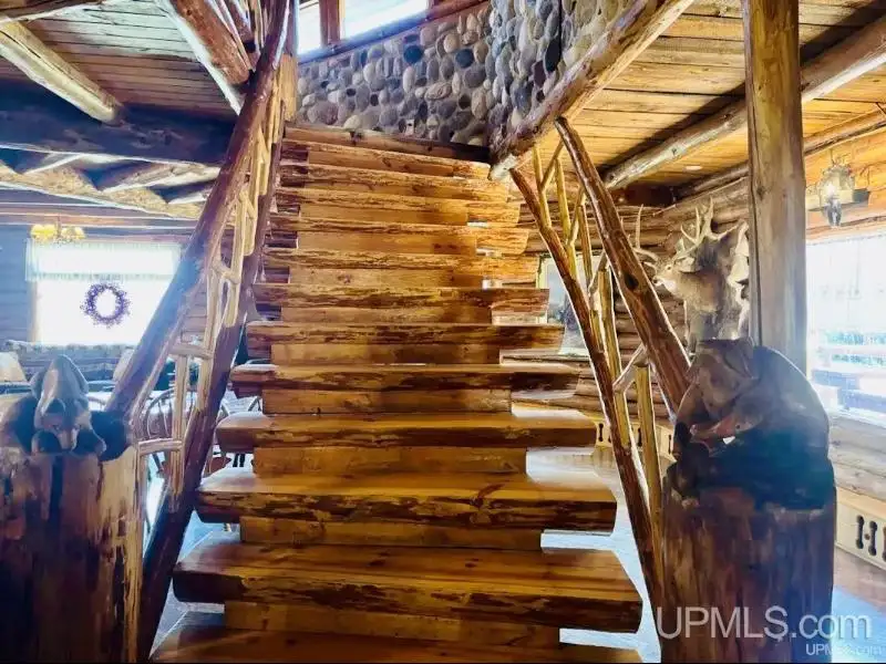 Full Log Home with Acreage, Pond, and Rental Income Near Ski Hills and Lake Superior