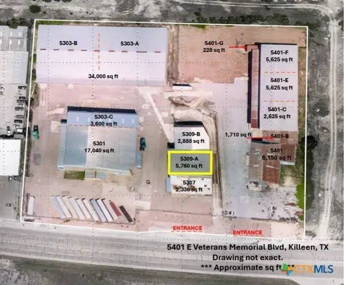 Warehouse Space with Rollup Door on Business Highway 190, Killeen - Multiple Sizes Available