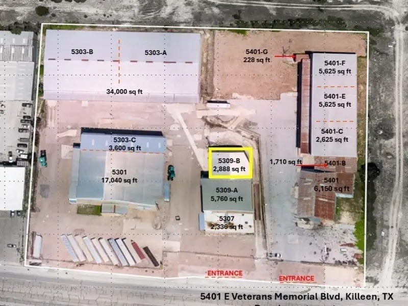Versatile Warehouse Spaces for Lease on Business Highway 190, Killeen