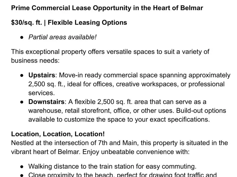 Versatile Commercial Lease in Prime Belmar Location, 5,000 Sq. Ft. Total Available